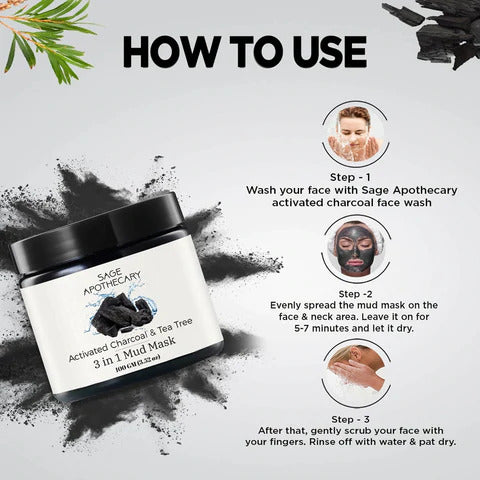 Activated Charcoal & Tea Tree 3 In 1 Mud Mask – Sage Apothecary